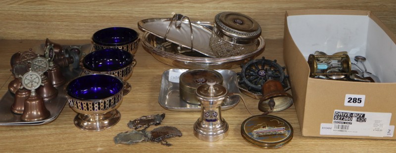 Nautical interest: A quantity of metal ware and plated items